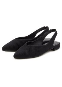 Lascana , Ballerina, Sling-Ballerina mit elastischem Riemchen aus Textil VEGAN , schwarz , Modischer Sling-Ballerina in spitz zulaufender Form