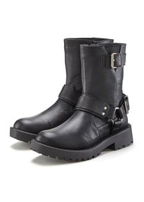 Lascana, Unisex, Lascana Bikerboots mit trendigen Zierschnallen, Stiefel, Stiefelette, schwarz, 40, Stiefel im angesagten Biker-Look