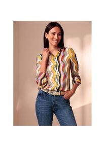 Heine , Hemdbluse , braun , dekoratives Wellendessin