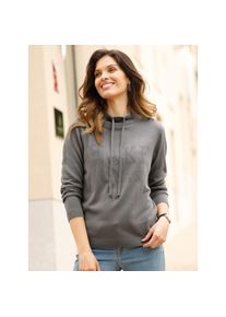 Classic Basics , Damen , Strickpullover »Rundhals-Pullover« , grau , halsferner Stehkragen mit Tunnelzug