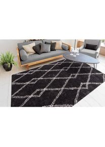 Hochflor-Teppich »Alva« rechteckig 27 mm Höhe Wohnzimmer , grau , my home , Obermaterial: 100% Polyester