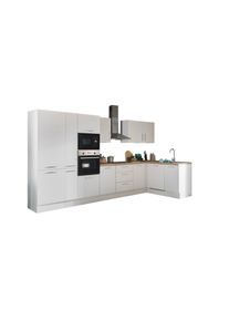 Küchenblock mit E-Geräten CORNWALL (Ecke-Backofen-Geschirrspüler-Kühlschrank-Mikrowelle-Apotheker) I