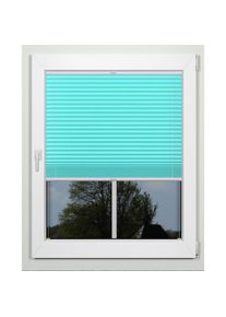 Indeko, Indeko Plissee &raquo;simple&laquo; Lichtschutz mit Bohren verspannt nach Mass, t&uuml;rkis, wei&szlig;, Obermaterial: 94% Polyester, 6% sonstige Fasern