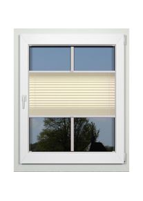 Indeko, Indeko Plissee &raquo;simple&laquo; Lichtschutz mit Bohren verspannt nach Mass, sand, wei&szlig;, Obermaterial: 94% Polyester, 6% sonstige Fasern