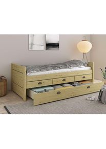 Funktionsbett »Villelot, Daybed, Stauraumwunder im Vintag-Look, 4 Schubladen« zertifiziertes Massivholz (Kiefer) , beige , Home Affaire