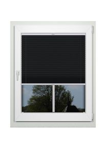 Indeko, Indeko Plissee &raquo;simple&laquo; Lichtschutz mit Bohren verspannt nach Mass, schwarz, wei&szlig;, Obermaterial: 94% Polyester, 6% sonstige Fasern