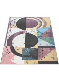 Teppich »Petit 484« rechteckig 13 mm Höhe Kurzflor, modernes abstraktes Motiv, Pastell-Farben , bunt , Paco Home , Obermaterial: 100% Polypropylen