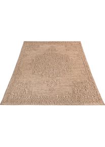 Teppich »Rimini 412«, rechteckig, 4 mm Höhe, Flachgewebe, Uni Farben, Hoch-Tief Effekt, In- und Outdoor geeignet , beige , Paco Home