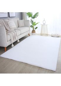 Hochflor-Teppich »POUFFY 5100«, rechteckig, 20 mm Höhe, Läufer, weicher glatter Softflor, Kaninchen Fell Haptik, waschbar , weiss , Ayyildiz Teppiche