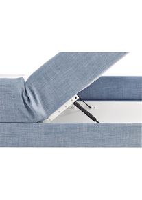 Hapo, Hapo Boxspringbett mit Bettkasten, hellblau, Kopfteil, seitliche Unterbox und Obermatratze sind mit pflegeleichtem Feinstrukturstoff in 