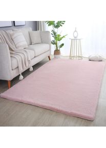 Hochflor-Teppich »POUFFY 5100«, rechteckig, 20 mm Höhe, Läufer, weicher glatter Softflor, Kaninchen Fell Haptik, waschbar , rosa , Ayyildiz Teppiche