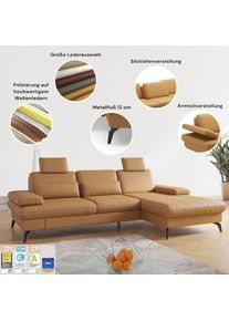 Sit & More, sit&more Ecksofa »Morris L-Form, inkl. Sitztiefenverstellung« wahlweise mit Armteilverstellung, Bettfunktion & Bettkasten, beige, 100% 