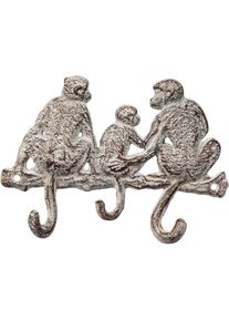 AMBIENTE HAUS, Wandhaken &raquo;Haken aus Gussisen - 3 Affen&laquo;, antikwei&szlig;, braun, Gusseisen, B/H/L: 18 cm x 13 cm