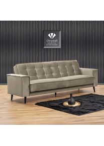 Max Winzer Schlafsofa »Jersey, 3-Sitzer, Sofa in exklusivem Design, mit Strasssteinen«, handgefertigt, hochwertige Konstruktion, Samtvelours, mit Bettfunktion...
