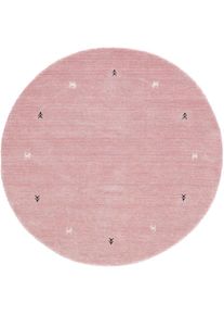CarpetFine, CarpetFine Wollteppich »Gabbeh Uni« rund 15 mm Höhe reine Wolle handgewebt, Gabbeh Tiermotiv warmes Raumklima viele Grössen, rosa, Wolle, 