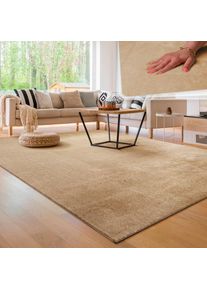 Teppich »Cadiz 630« rechteckig 14 mm Höhe Uni-Farben, besonders weich, waschbar, auch als Läufer erhältlich , beige , Paco Home , Obermaterial:...