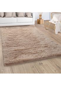 Hochflor-Teppich »Silky 591«, rechteckig, 37 mm Höhe, Uni-Farben, besonders weich und kuschelig , beige , Paco Home