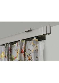 Garesa, Garesa Gardinenstange &raquo;FLAT&laquo; 2 l&auml;ufig-l&auml;ufig Wunschmassl&auml;nge Rechteckprofil, Deckenmontage, perfekter Lauf, modern, verl&auml;ngerbar, vernickelt, 