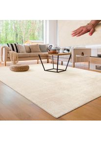 Teppich »Cadiz 630« rechteckig 14 mm Höhe Uni-Farben, besonders weich, waschbar, auch als Läufer erhältlich , beige , Paco Home , Obermaterial:...