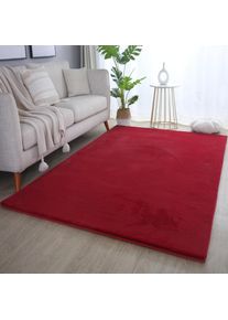 Hochflor-Teppich »POUFFY 5100« rechteckig 20 mm Höhe Läufer, weicher glatter Softflor, Kaninchen Fell Haptik, waschbar , rot , Ayyildiz Teppiche ,...
