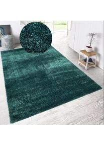 Hochflor-Teppich »Malin« rechteckig 43 mm Höhe Shaggy in Uni-Farben, einfarbig, leicht glänzend, besonders weich , grün , my home , Obermaterial:...