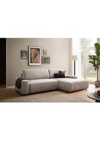 Ecksofa »TORGE (264cm), Schlafsofa in Cord, Samtvelours o Struktur fein, L-Form« Schlaffunktion, Bettkasten, Liegefläche: 125/210 cm , beige , Inosign
