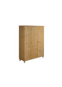 Kleiderschrank »Juventus, Drehtürenschrank, Schrank«, mit 3 Türen, 143 cm breit, aus massiver Kiefer, FSC -zertifiziert , beige , Home Affaire