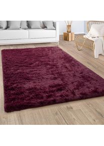 Hochflor-Teppich »Silky 591«, rechteckig, 37 mm Höhe, Uni-Farben, besonders weich und kuschelig , lila , Paco Home