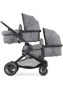 hauck , Geschwisterwagen »Atlantic Twin, melange grey«, 30 kg, mit schwenk- und feststellbaren Vorderrädern , grau