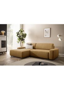 Ecksofa »TORGE (264cm), Schlafsofa in Cord, Samtvelours o Struktur fein, L-Form« Schlaffunktion, Bettkasten, Liegefläche: 125/210 cm , gelb , Inosign