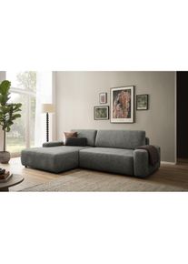 Ecksofa »TORGE (264cm), Schlafsofa in Cord, Samtvelours o Struktur fein, L-Form« Schlaffunktion, Bettkasten, Liegefläche: 125/210 cm , grau , Inosign
