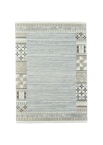 Theko, Theko Wollteppich &raquo;Nakarta 6030&laquo; rechteckig 12 mm H&ouml;he reine Wolle, handgekn&uuml;pft, mit Bord&uuml;re, grau, Wolle, 12 mm