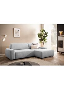 Ecksofa »TORGE (264cm), Schlafsofa in Cord, Samtvelours o Struktur fein, L-Form« Schlaffunktion, Bettkasten, Liegefläche: 125/210 cm , grau , Inosign