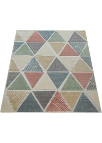 Teppich »Stilo 860« rechteckig 12 mm Höhe Kurzflor, 3D-Patchwork Design, In- und Outdoor geeignet, Wohnzimmer , bunt , Paco Home , Obermaterial:...