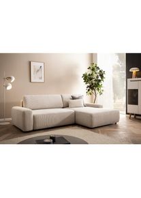 Ecksofa »TORGE (264cm), Schlafsofa in Cord, Samtvelours o Struktur fein, L-Form« Schlaffunktion, Bettkasten, Liegefläche: 125/210 cm , beige , Inosign