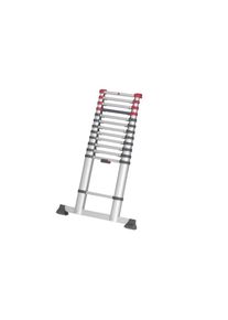 Hailo, Anlegeleiter &raquo;T80 Flexline 380 13 Stufen&laquo; Aluminium Sicherheits-Teleskopleiter, silberfarben, rot, schwarz, Aluminium
