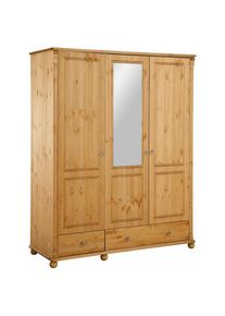 Home Affaire Kleiderschrank »Tessin, Dretürenschrank, 3-türig«, (B/H/T ca. 152/191/59 cm), Breite 152 cm, Kiefer massiv, mit Spiegel und 3 Schubladen , beige ,...