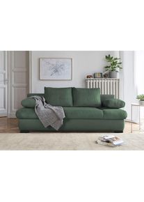 Schlafsofa »Chicago mit Bettfunktion, Schlafcouch«, inklusive Bettkasten, Cord-Samt Bezug, grün , grün , Collection AB