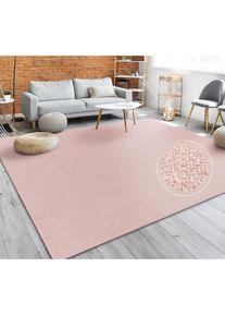 Teppich »Porto 890« rechteckig 13 mm Höhe Kurzflor, Uni-Farben, ideal im Wohnzimmer & Schlafzimmer , rosa , Paco Home , Obermaterial: 100%...