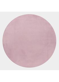 Ayyildiz Teppiche, Hochflor-Teppich &raquo;POUFFY 5100&laquo; rund 20 mm H&ouml;he L&auml;ufer, weicher glatter Softflor, Kaninchen Fell Haptik, waschbar, rose, Polyester, 