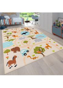 Kinderteppich »Bino 580« rechteckig 4 mm Höhe Spielteppich, Motiv Strasse & Autos, Kinderzimmer , bunt , Paco Home , Obermaterial: 100% Polyester