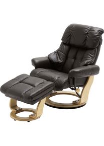 Relaxsessel »Calgary«, Fernsehsessel 360°drehbar inkl. Hocker mit Lederbezug , schwarz , MCA furniture