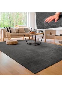 Teppich »Cadiz 630« rechteckig 14 mm Höhe Uni-Farben, besonders weich, waschbar, auch als Läufer erhältlich , grau , Paco Home , Obermaterial: 100%...