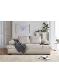 Schlafsofa »Chicago mit Bettfunktion, Schlafcouch«, inklusive Bettkasten, Cord-Samt Bezug, beige , beige , Collection AB