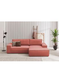 Ecksofa »SHERWOOD Schlafsofa 267 cm, L-Form,« Schlaffunktion mit Bettkasten (210x136 cm), Cord, Vintage, Samtvelours , rot , Home Affaire