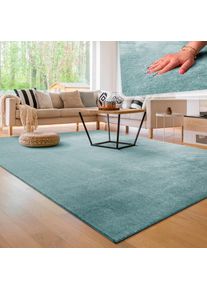 Teppich »Cadiz 630« rechteckig 14 mm Höhe Uni-Farben, besonders weich, waschbar, auch als Läufer erhältlich , blau , Paco Home , Obermaterial: 100%...