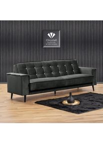 Max Winzer Schlafsofa »Jersey, 3-Sitzer, Sofa in exklusivem Design, mit Strasssteinen«, handgefertigt, hochwertige Konstruktion, Samtvelours, mit Bettfunktion...
