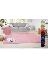 Teppich »Shashi« rechteckig 8,5 mm Höhe Kurzflor, Unifarben, Läufer, weich, Esszimmer, Kinderzimmer, Flur , rosa , Hanse Home , Obermaterial: 100%...