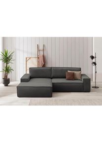 Ecksofa »SHERWOOD Schlafsofa 267 cm, L-Form,« Schlaffunktion mit Bettkasten (210x136 cm), Cord, Vintage, Samtvelours , grau , Home Affaire