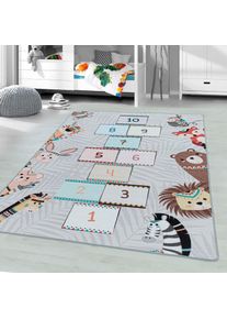 Kinderteppich »PLAY 2903« rechteckig 6 mm Höhe robuster Kurzflor, Spiel Teppich, Kinderzimmer , grau , Ayyildiz Teppiche , Obermaterial: 100% Polyamid